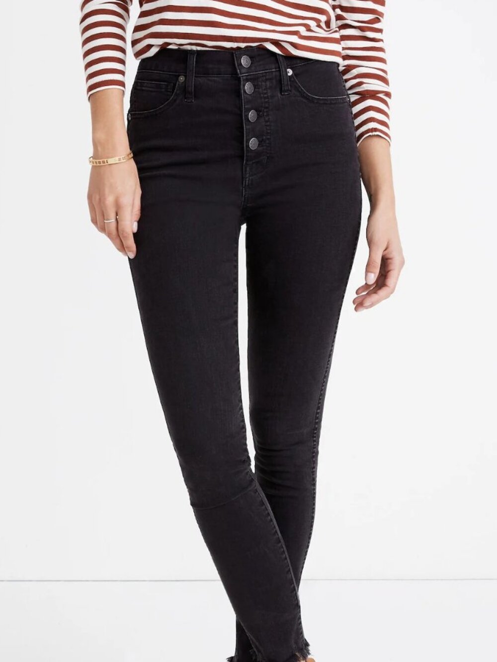 Madewell 10" High-Rise Skinny Jeans Berkeley Black Button-Through NWT Sz 32